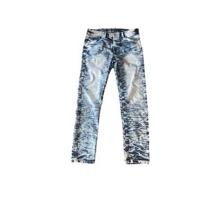 WT02 34/30 Notched Streaked Skinny Jeans
